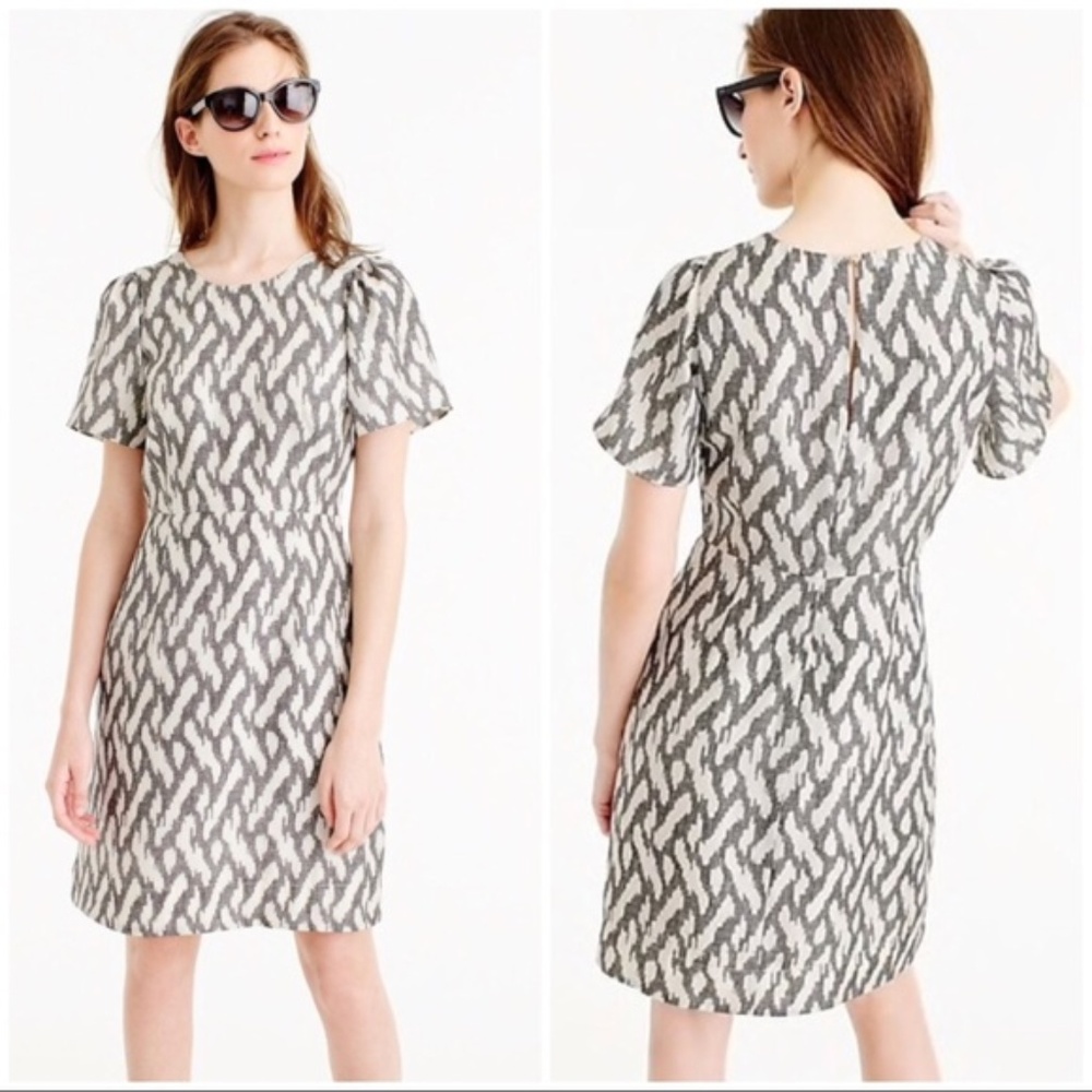 J.Crew  Silk Ikat Flutter-sleeves Dress